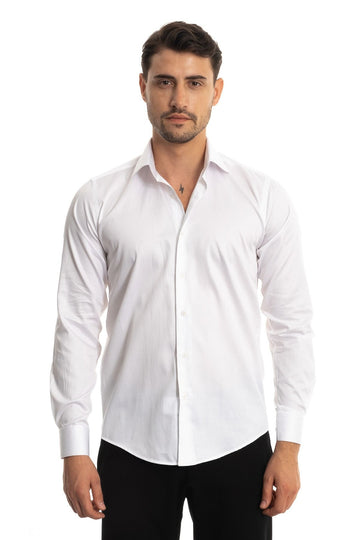 Giant White Double Ornamental Stitch Plain Men's Shirt Slimfit