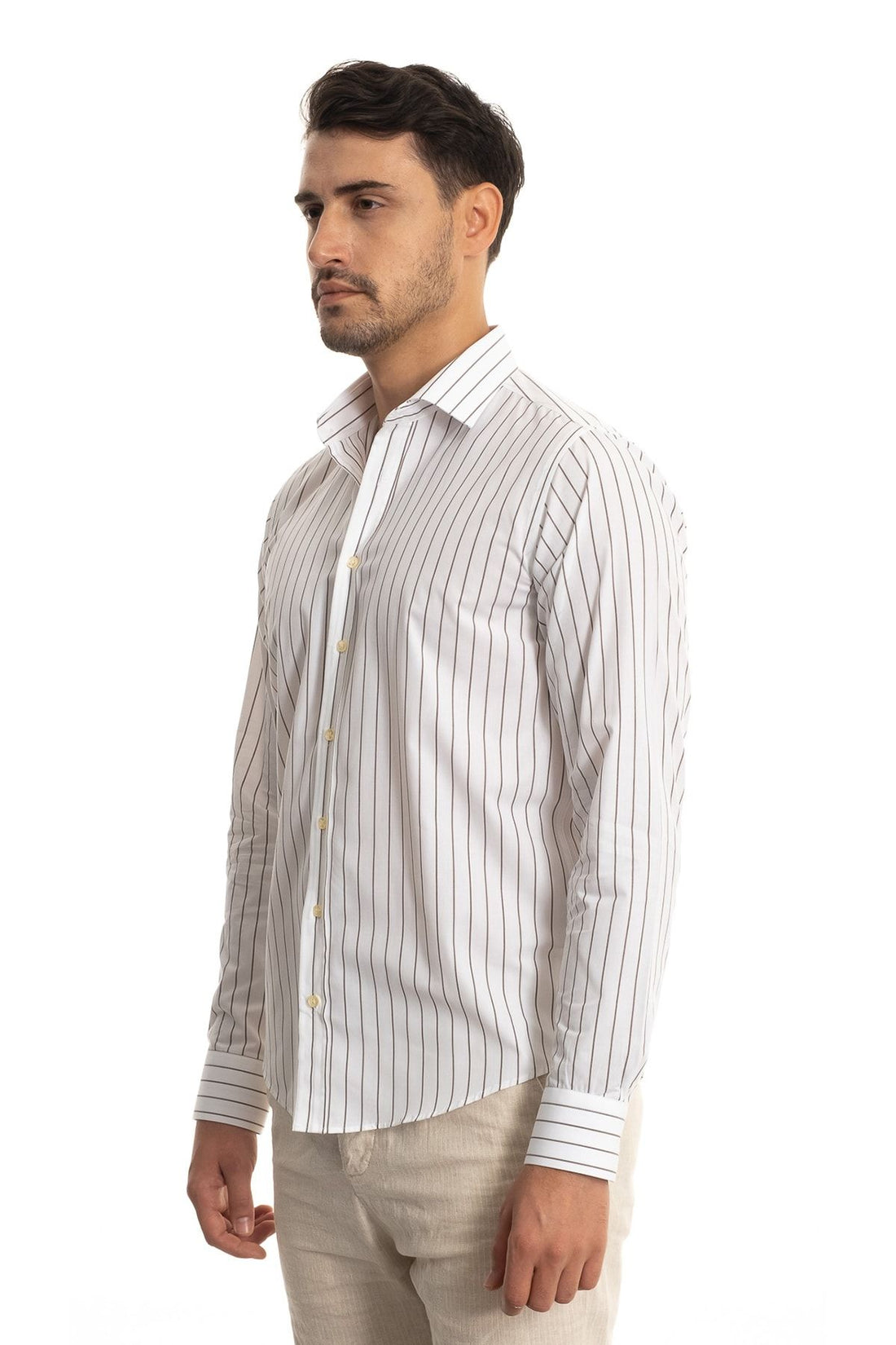 Giant White Brown Striped Men's Shirt