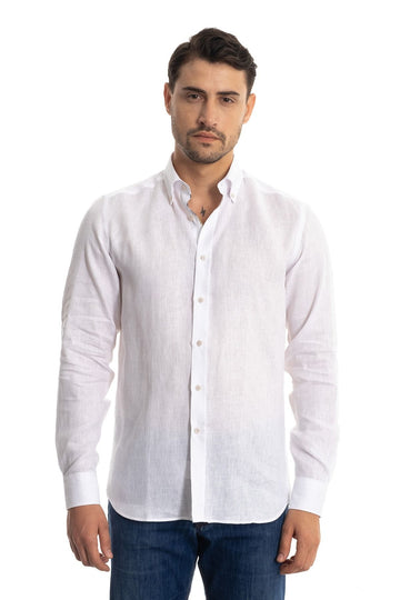 Giant White Colored Garni Linen Shirt