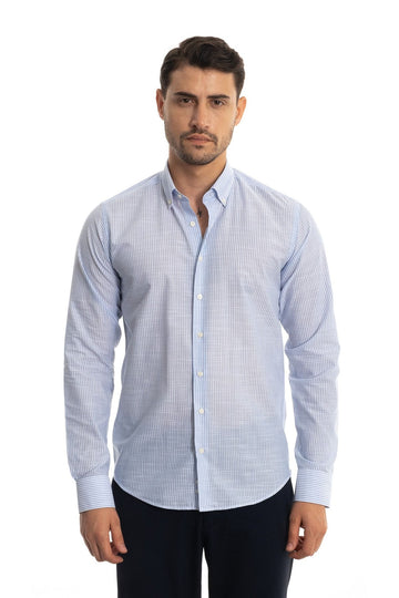 Giant Light Blue Striped Linen Shirt