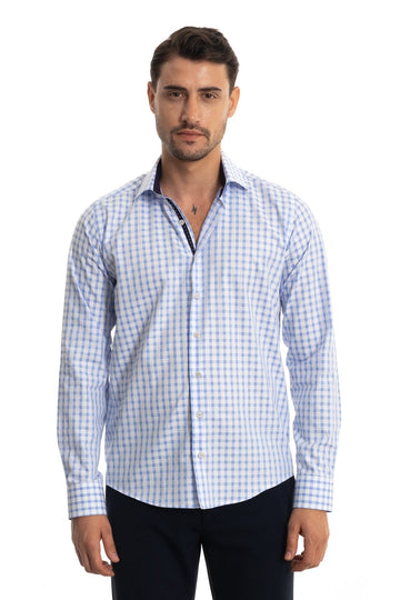 Giant Light Blue and White Checkered Men's Shirt