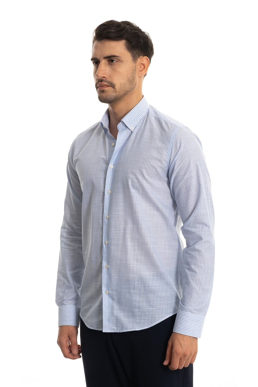 Giant Light Blue Striped Linen Shirt