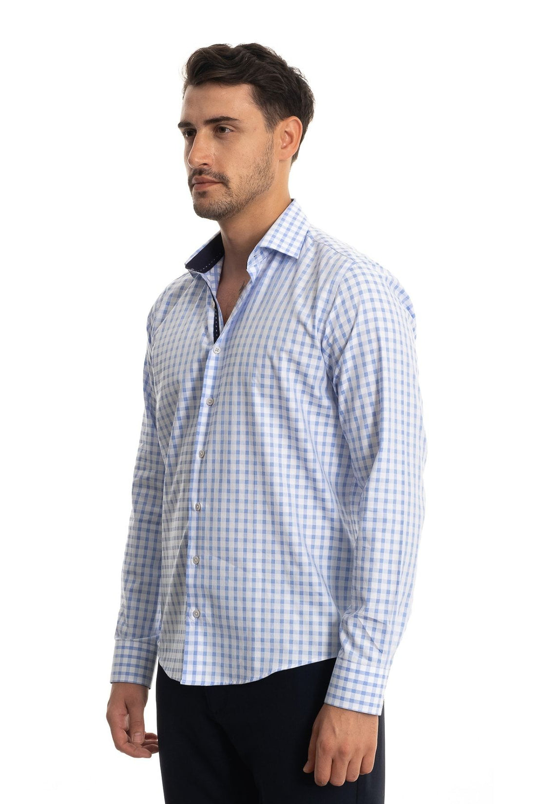 Giant Light Blue and White Checkered Men's Shirt