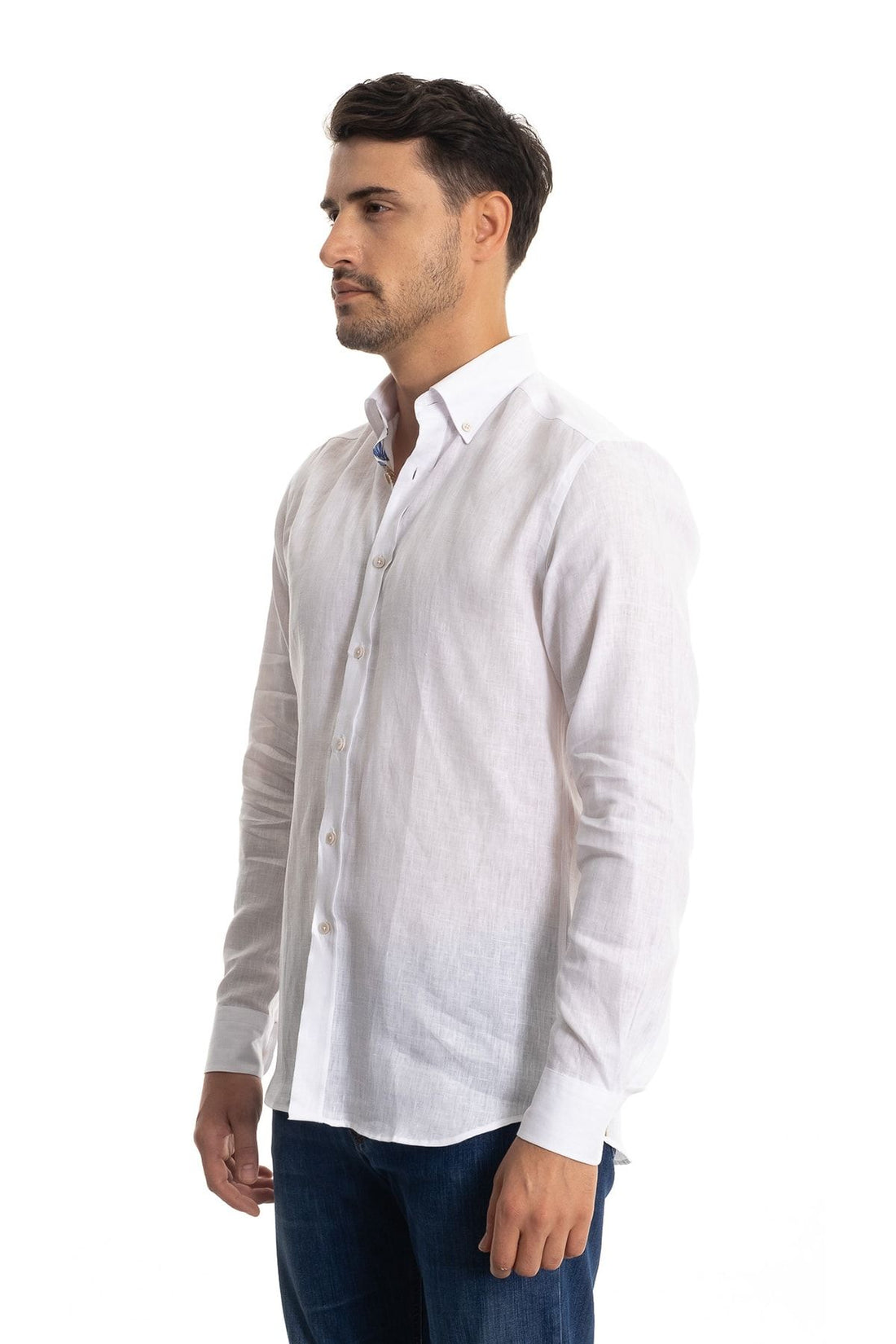 Giant White Colored Garni Linen Shirt