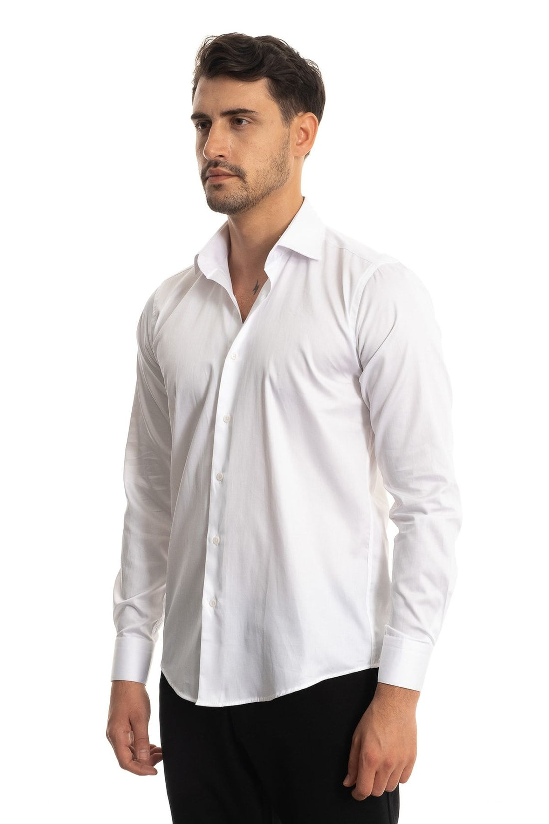 Giant White Double Ornamental Stitch Plain Men's Shirt Slimfit