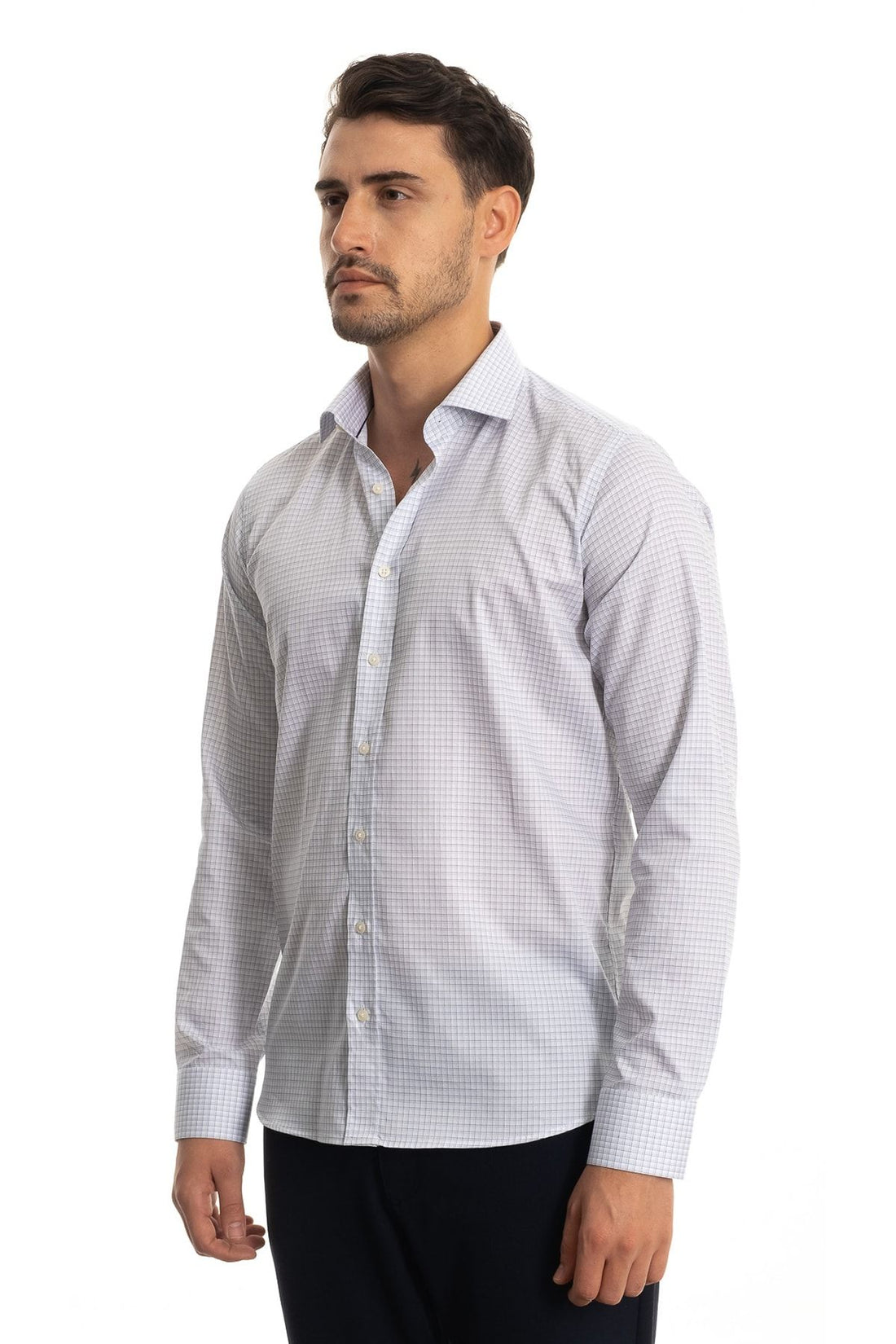 Giant White Checkered Men's Shirt Slimfit