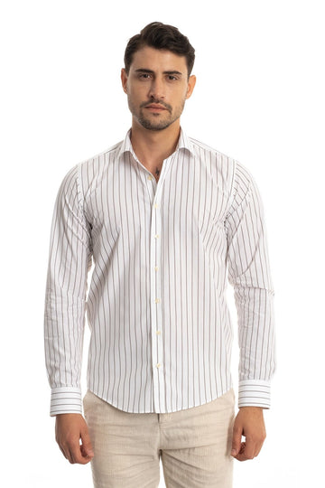 Giant White Brown Striped Men's Shirt